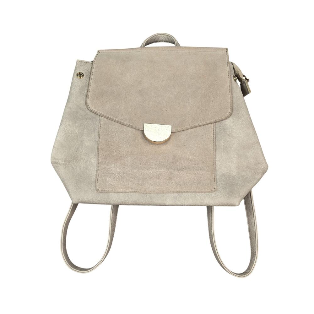 Moda Luxe Backpack Womens Medium Gray Faux Leather Zip Flap Purse Bag Casual